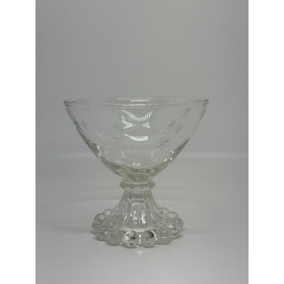 VTG Anchor Hocking Etched Starburst Laurel Boopie Glasses Set 5 Bubble Base 3.5" - Picture 6 of 7